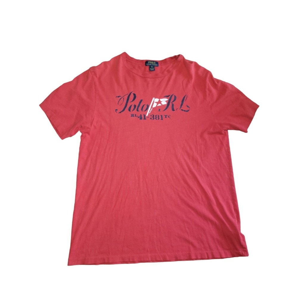Polo Ralph Lauren Tshirt Men Sz XL 18 - 20 Short Sleeve Big Logo Red Casual Tee - Picture 5 of 6